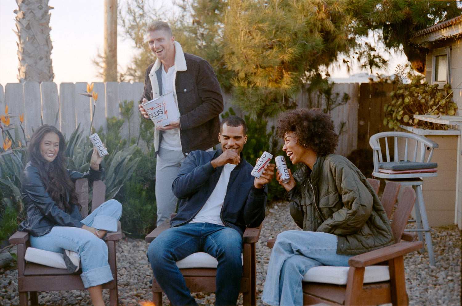 A group of friends enjoying ROLUS during Dry January.